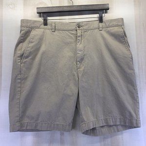 Casuals Roundtree & Yorke Mens Chino Flat Front Khaki Cotton Shorts Size 40-7105